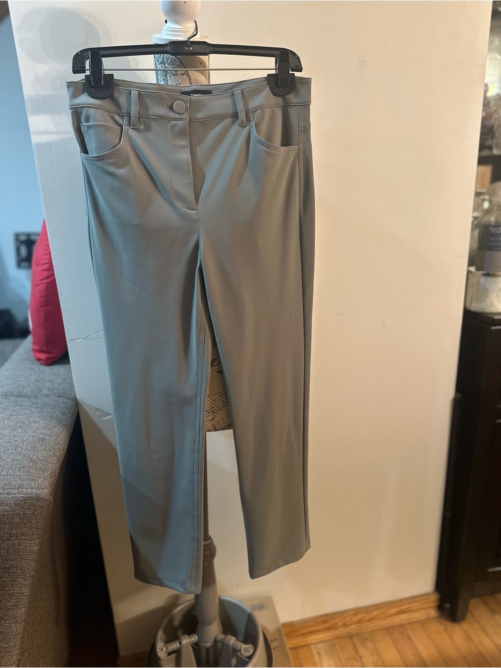 Theory Women's Straight-Leg Pants in Moss Green/Gray